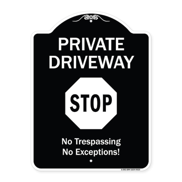 Designer Series-Private Driveway Stop Black & White Heavy-Gauge Aluminum, 24" H, BW-1824-9920